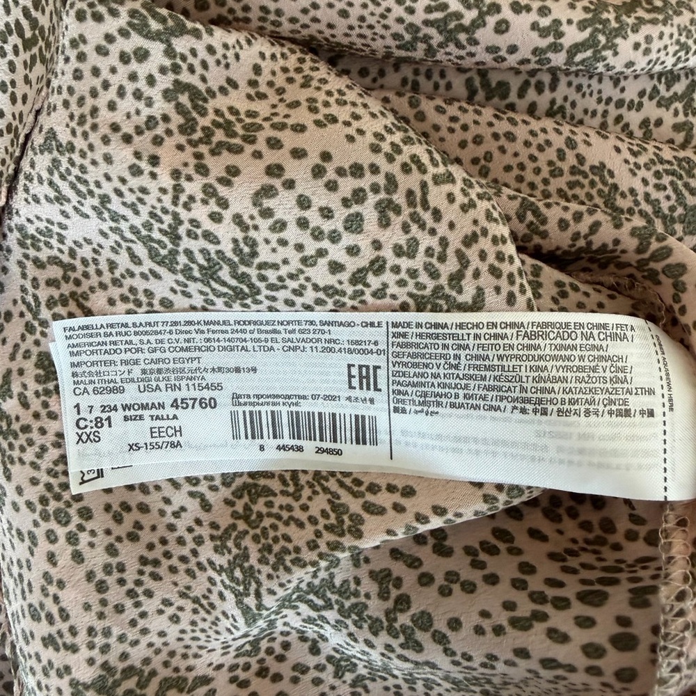 Mango Blouse with Pink and Taupe Dot Design NWOT Size 0 - Picture 2 of 7